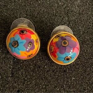 Joan Rivers Colourful Floral Button Pierced Earrings